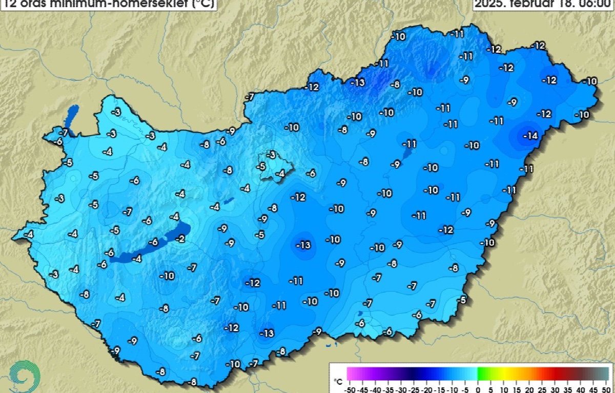 Meteorológia: Nyírlugoson mínusz 14,2 Celsius-fok volt kedd reggel