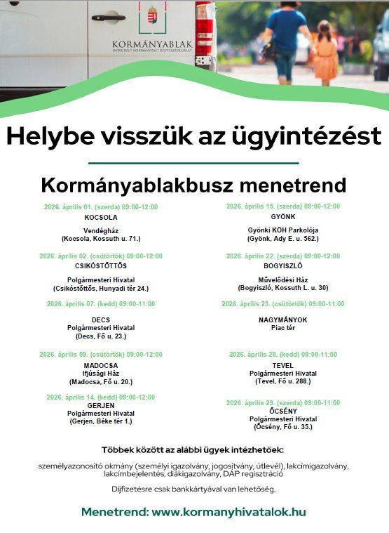 tolnamegyeihirek.hu - Áprilisban is kormányablakbuszokkal könnyítik meg az ügyintézést Tolna vármegyében