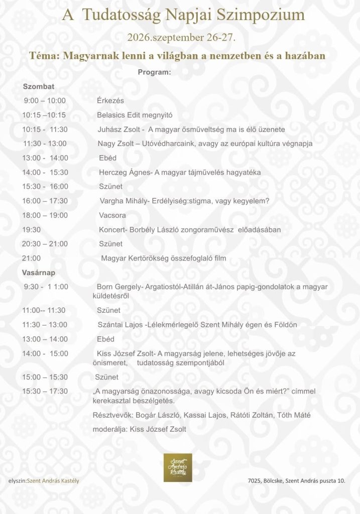 tolnamegyeihirek.hu - Mit jelent magyarnak lenni? – erre a kérdésre keresik a választ hétvégén a Szent András Kastélyban